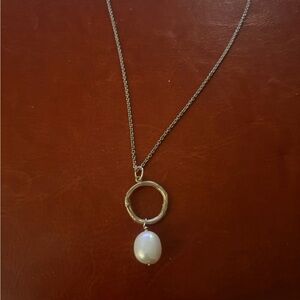 Double D Ranch Silver-Tone Circle & Faux Pearl Drop Necklace